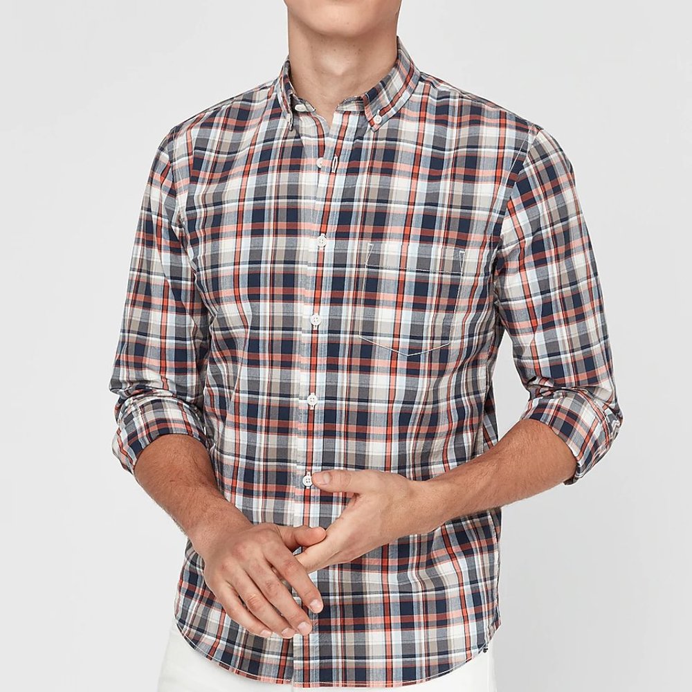 Express Men's Slim Button-Down Soft Wash Shirt